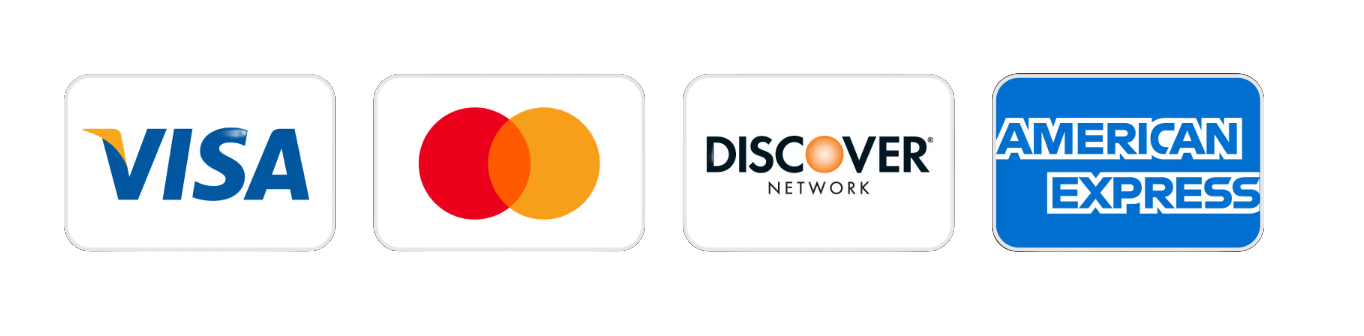 Visa, Mastercard, American Express, Discover